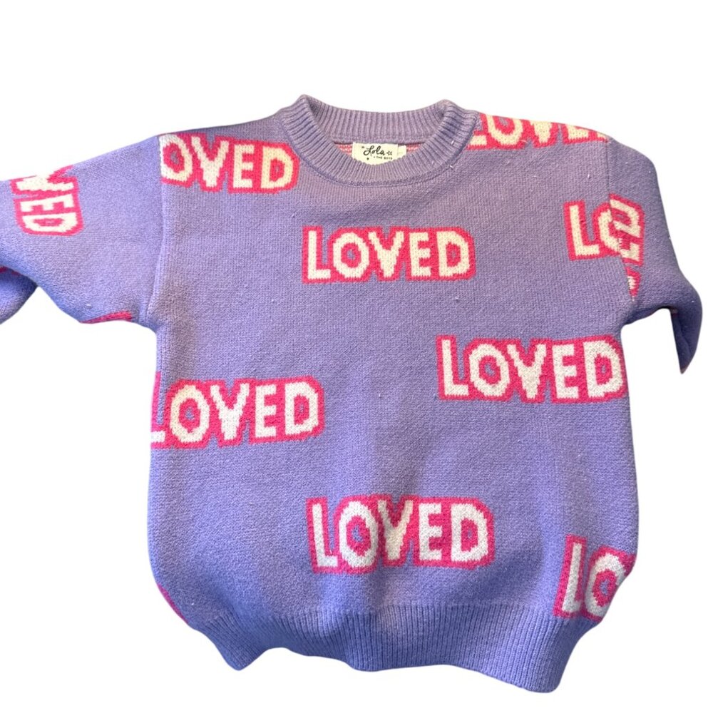 Lola & The Boys Purple Loved Print Crewneck Sweater Toddler Size 8